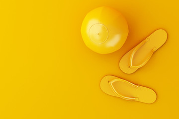 3d Flip flops and beach ball