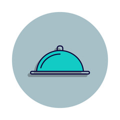 restaurant tray icon in badge style. One of web collection icon can be used for UI, UX
