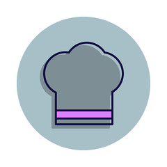 chef's hat icon in badge style. One of web collection icon can be used for UI, UX