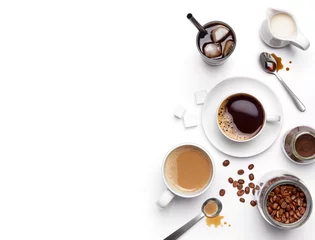 Rolgordijnen Different types of coffee and ingredients © phive2015