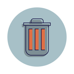 trash bin icon in badge style. One of web collection icon can be used for UI, UX