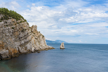 Fototapeta na wymiar Rocky coast of the Black Sea, Crimea, Sevastopol.