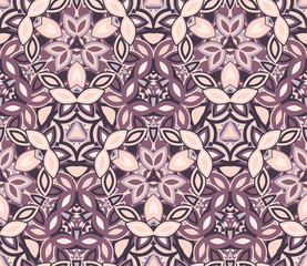 Vintage abstract seamless pattern, background. Composed of colored geometric shapes. Useful as design element for texture and artistic compositions.