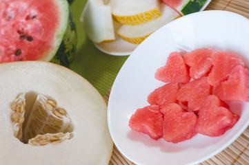 Fresh watermelons and melons