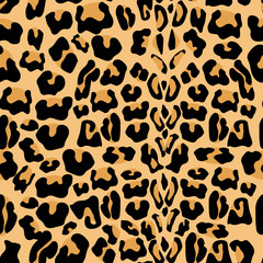 Vector seamless pattern with leopard fur texture. Repeating leopard fur background for textile design, wrapping paper, wallpaper or scrapbooking.