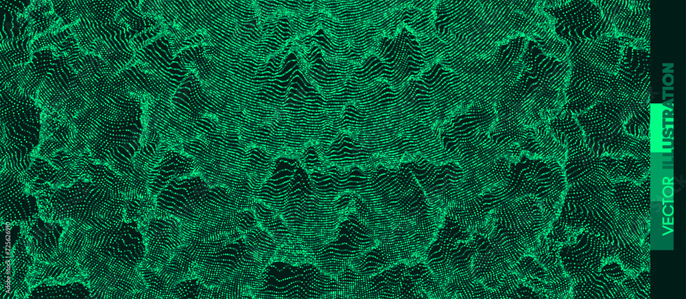 Wall mural abstract science or technology background. graphic design. network illustration with particle. 3d gr