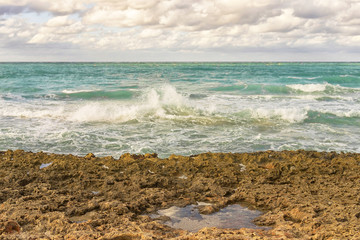 Landscape marine, ocean with large waves