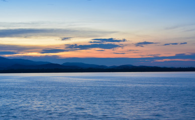 Colorful of sunset on sea scape background