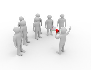 orator speaks in megaphone