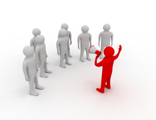 orator speaks in megaphone