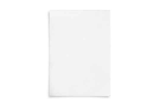 White paper cover isolated on white background.