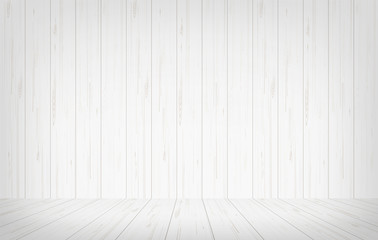 Empty white wooden room space background. Vector.