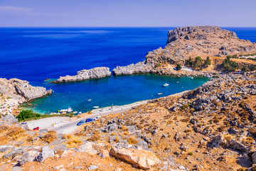 Fototapeta premium Lindos, Acropolis in Rhodes, Greece