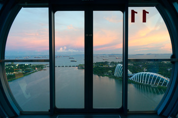View from a cabin of Singapore Flyer - the second largest Ferris Wheel in the World.