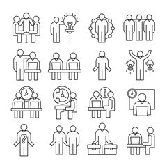 business and organization management icons, line theme
