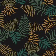 Tropical background with palm leaves. Seamless floral pattern. Summer vector illustration