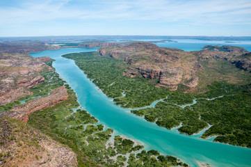 Aerial view of Porosis Creek, Prince Frederick Harbour, Kimberley coast, Australia