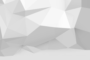 Abstract white polygonal pattern on the wall. Graphic concept for your design