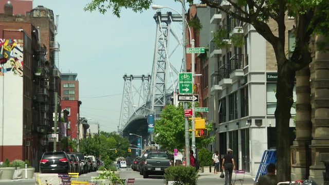 Williamburg Brooklyn Bridge Scene New York City 