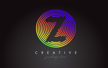 Y Letter Logo Design with Colorful Rainbow Circular Shapes. Vibrant Letter Logo.