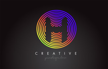 H Letter Logo Design with Colorful Rainbow Circular Shapes. Vibrant Letter Logo.