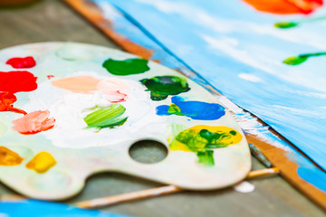 Obraz premium Palette and part of canvas