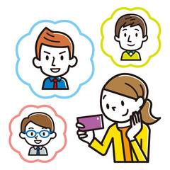 恋人を探す若い女性