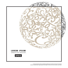 3d vector decorative line art globe for layout design in Eastern style