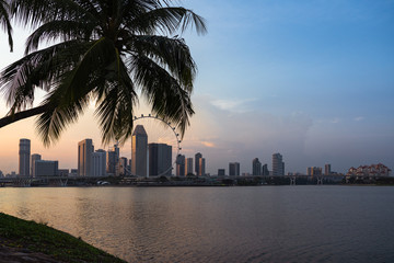 Plakat Singapore city view at sunset 