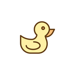 Bath Duck filled outline icon, line vector sign, linear colorful pictogram isolated on white. Rubber duck symbol, logo illustration. Pixel perfect vector graphics