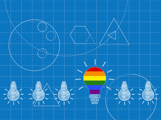 Blueprint of Innovation concept with LGBT bulbs © byArtists