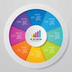 8 steps cycle chart infographics elements. EPS 10.