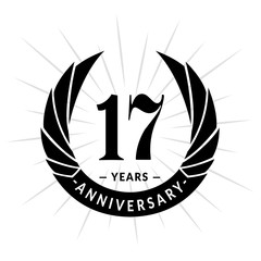 17 years anniversary. Elegant anniversary design. 17 years logo. 