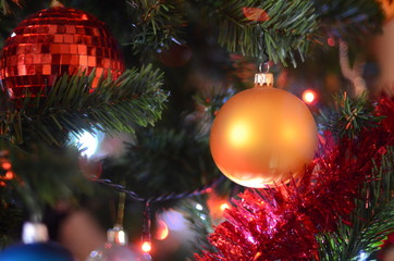 christmas tree with decorations and lights