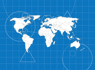 Blueprint of World Maps for White