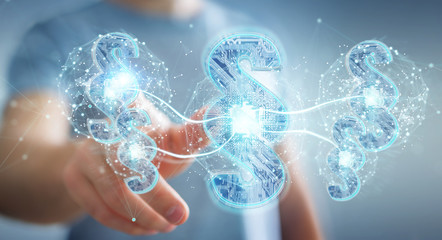 Businessman using 3D rendering digital paragraph law symbol
