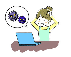 ノートパソコンと主婦