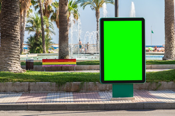Outdoor billboard advertisement in seaside resort city mockup