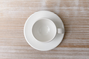 top view empty cup of espresso coffee