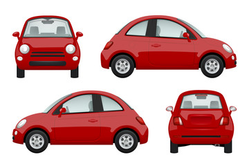 Colored cars. Various realistic illustrations of cars. Transport auto microcar vector