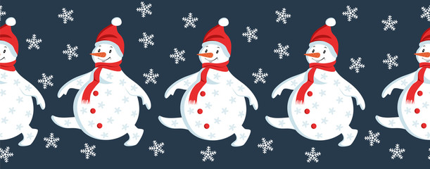 Christmas snowman. seamless pattern