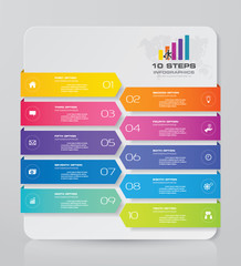 Abstract 10 steps infographic element chart for data presentation. EPS 10.