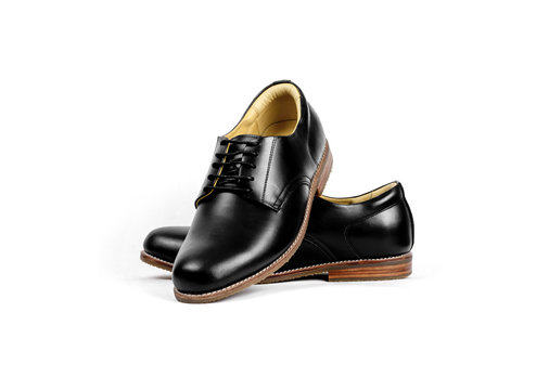 Men&rsquo;s derby shoe with genuine leather isolated on white background. Fashion advertising photos.