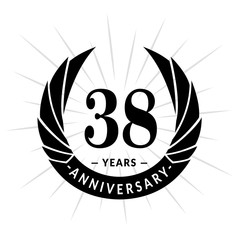 38 years anniversary. Elegant anniversary design. 38 years logo. 