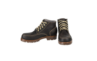 Men’s ankle boot with nubuck leather isolated on white background.