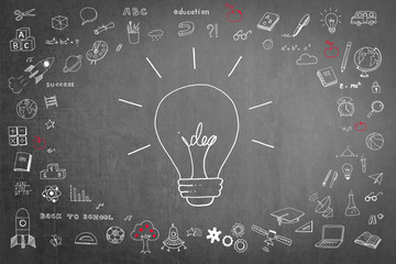 Idea light bulb doodle creative thinking on education success © Chinnapong