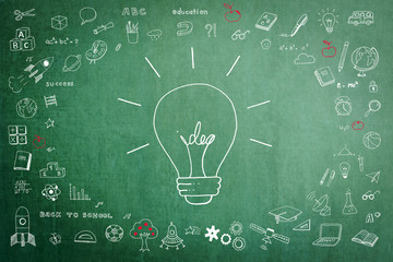 Idea light bulb doodle creative thinking on education success