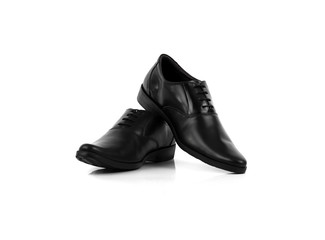 Men’s black shoes isolated on white background.