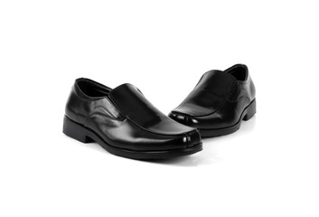 Men’s black shoes isolated on white background.