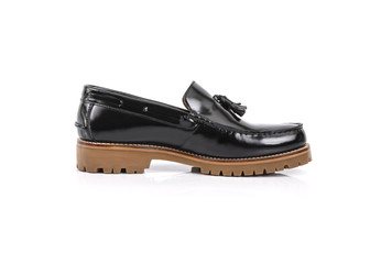 Men’s black shoes isolated on white background.